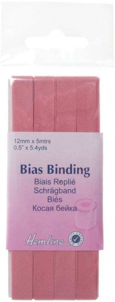 Hemline Polycotton Bias Binding Tape Dark Pink