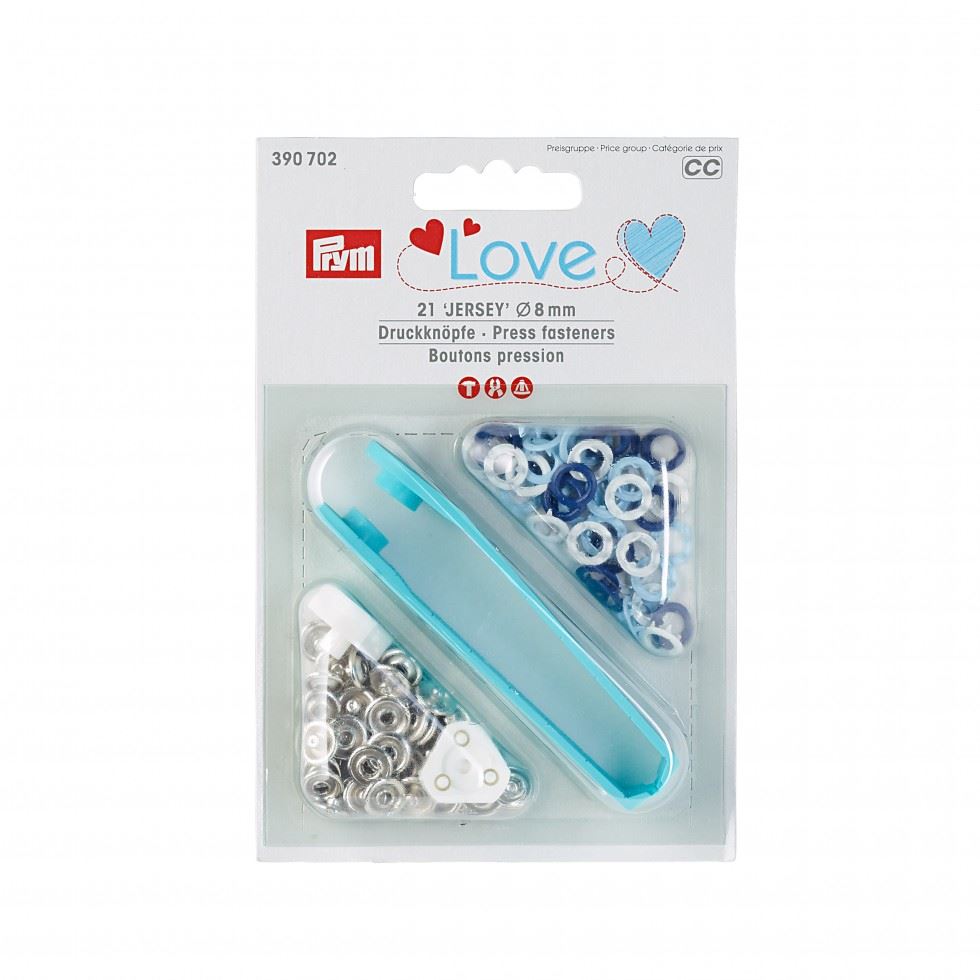 Prym Blue/White/Light Blue Love Metal Ring Snaps Press Fasteners