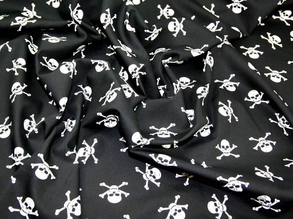 Rose and Hubble 100% Cotton Poplin Fabric White on Black
 
