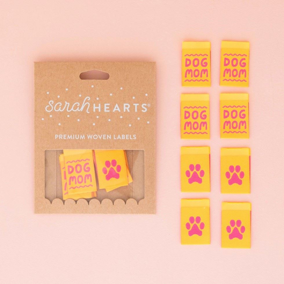 Sarah Hearts Dog Mom Woven Labels
 