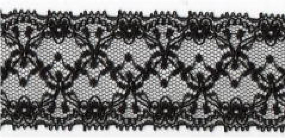 Essential Trimmings Black Corded Nylon Lace Trim