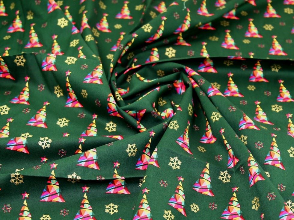 Deadstock Metallic 100% Cotton Fabric Bottle Green
 