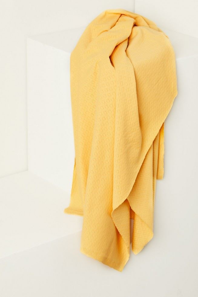 Mind The Maker Blonde Yellow Gem Pointelle Jersey Stretch Knit Fabric