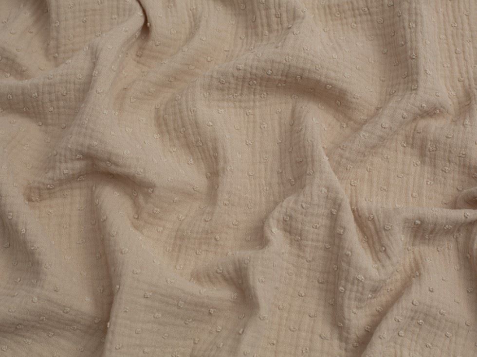 Swiss Dot Cotton Double Gauze Fabric Pebble