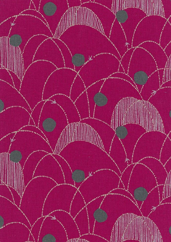 Kokka Laminated Cotton Linen Canvas Fabric Pink
 