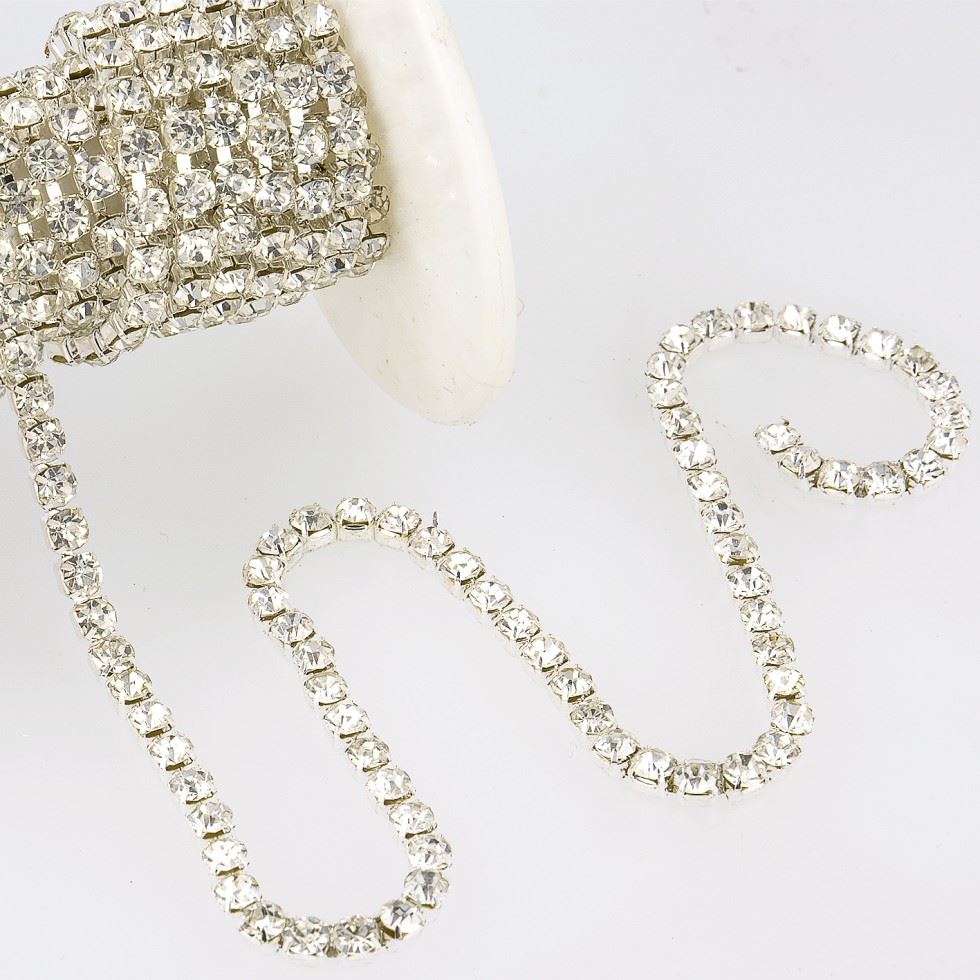 Stephanoise Rhinestone Trim Silver