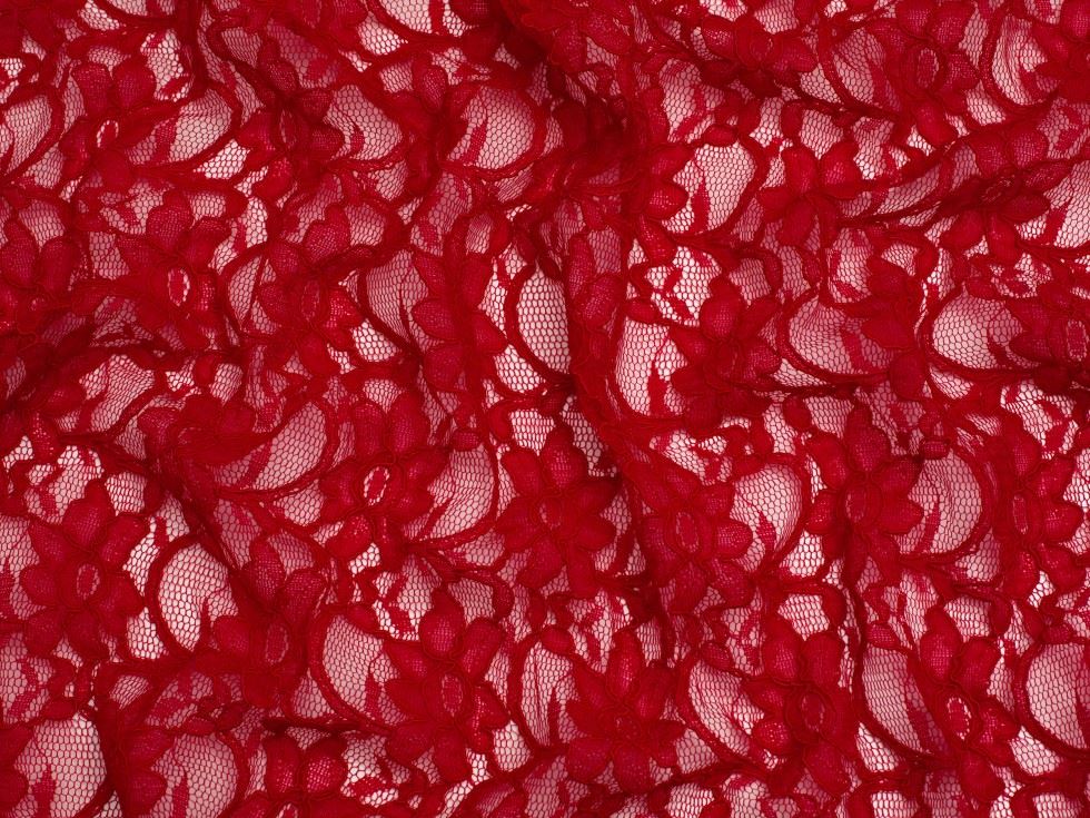 Chantilly Corded Lace Fabric Red
 
