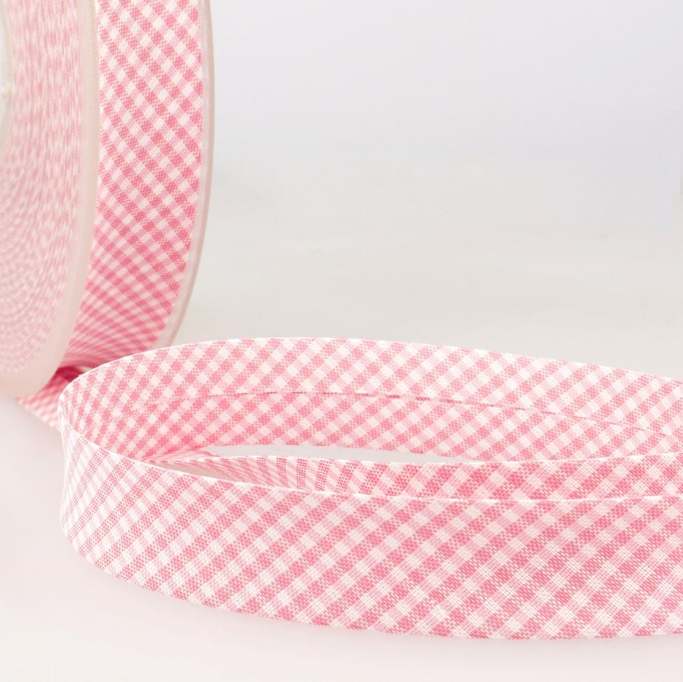 Stephanoise Gingham Bias Binding Tape Light Pink