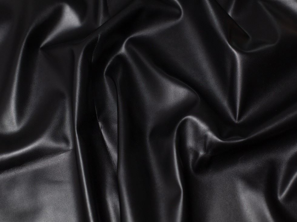 Minerva Core Range Black Faux Leather Stretch Knit Fabric
