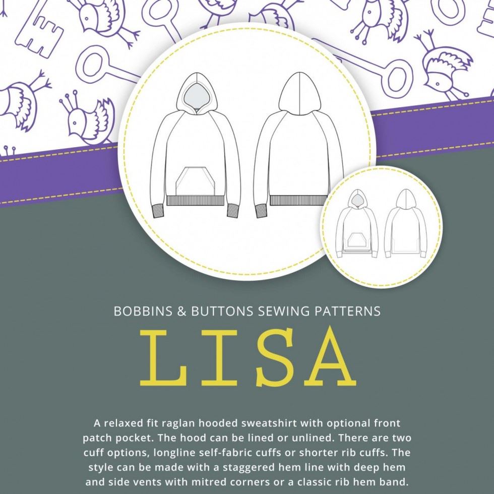 Bobbins and Buttons Paper Sewing Pattern Lisa Hoodie
 