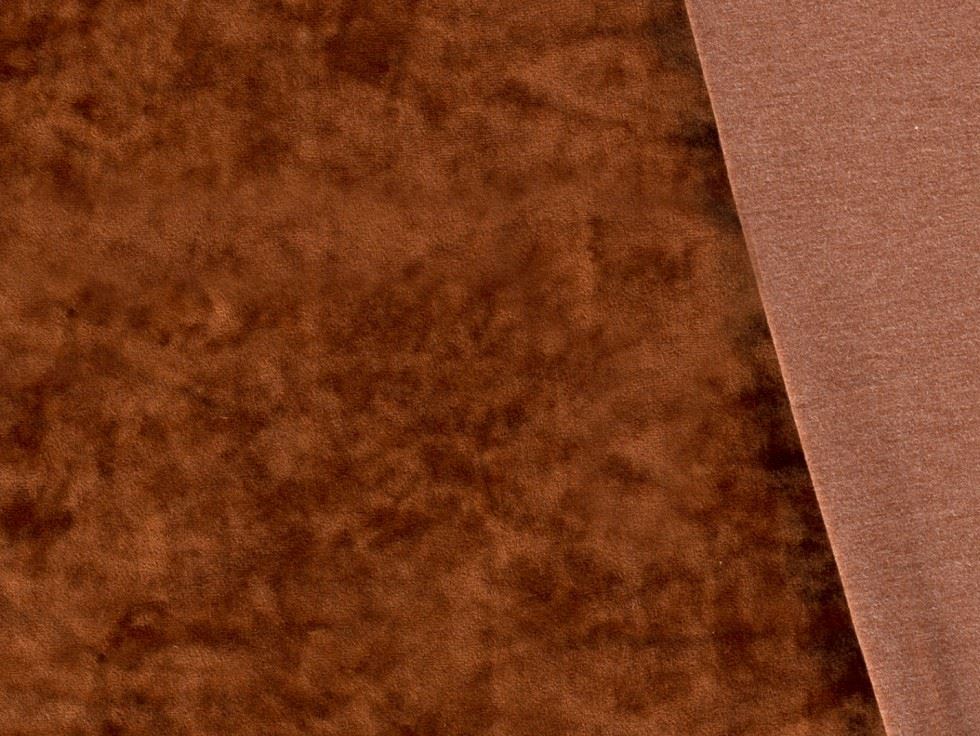 Heavy Reversible Velvet Stretch Knit Fabric Rust
 