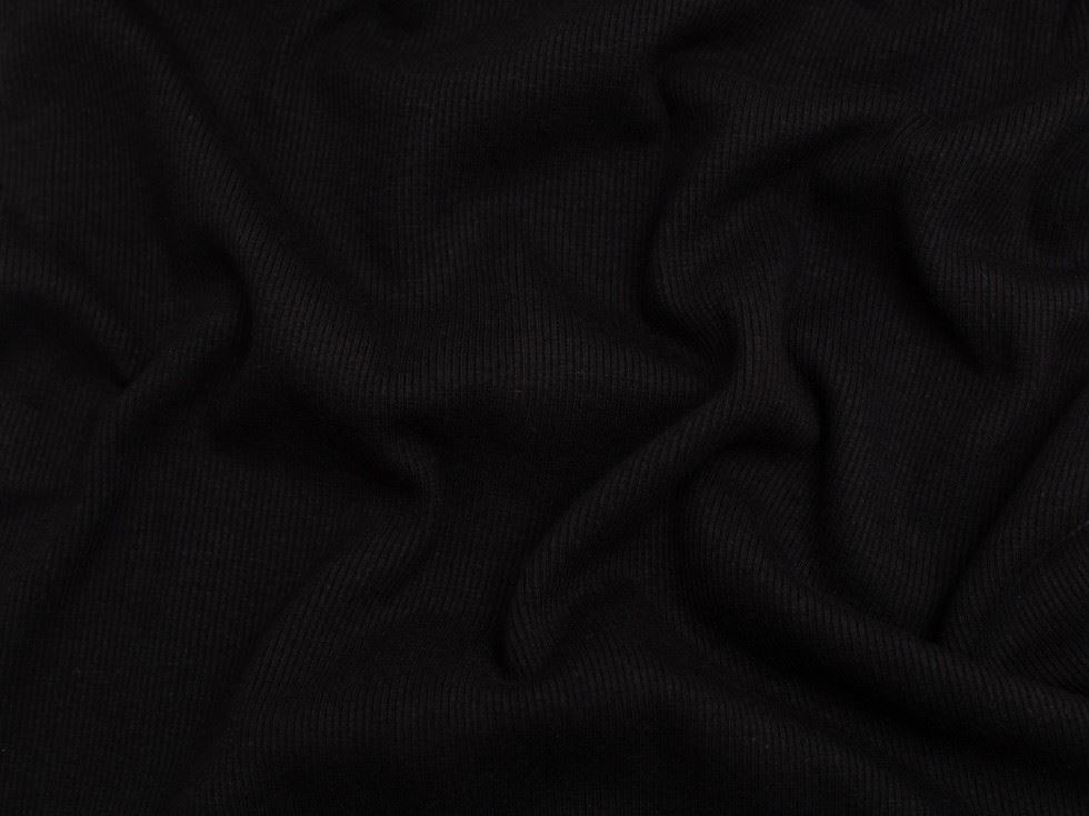 Minerva Core Range Heavy Tubular Ribbing Stretch Knit Fabric Black
 