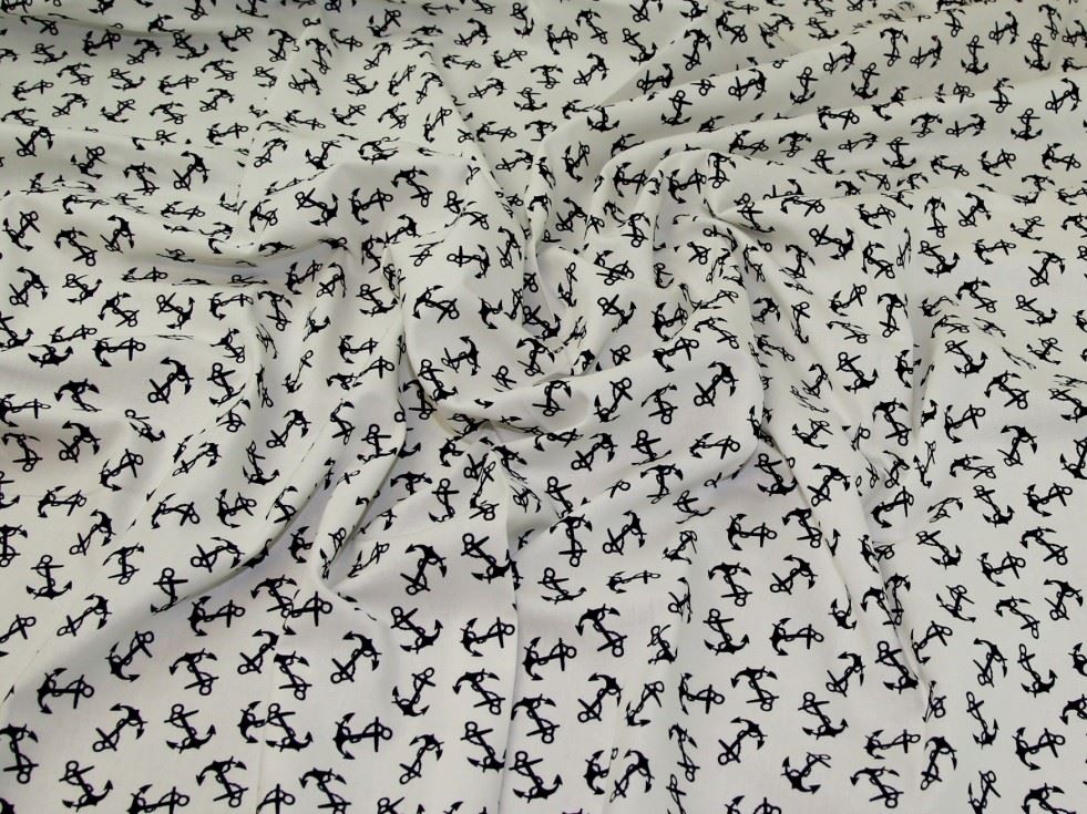 Deadstock Cotton Canvas Fabric Navy & White
 
