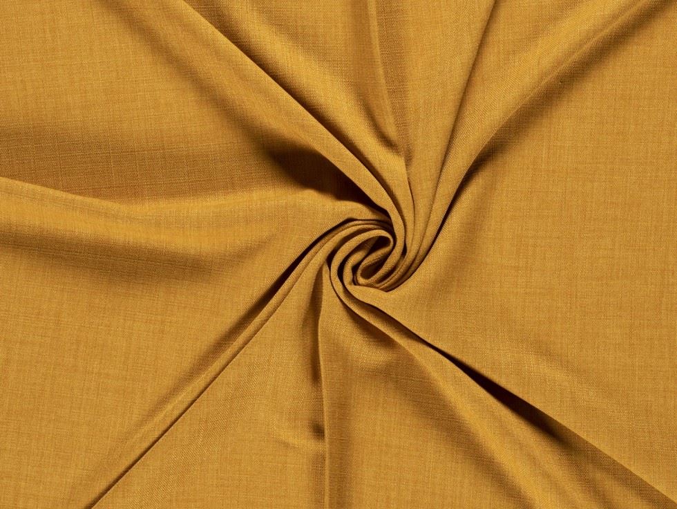 Ochre Linen Look Textured Polyester Suiting Fabric