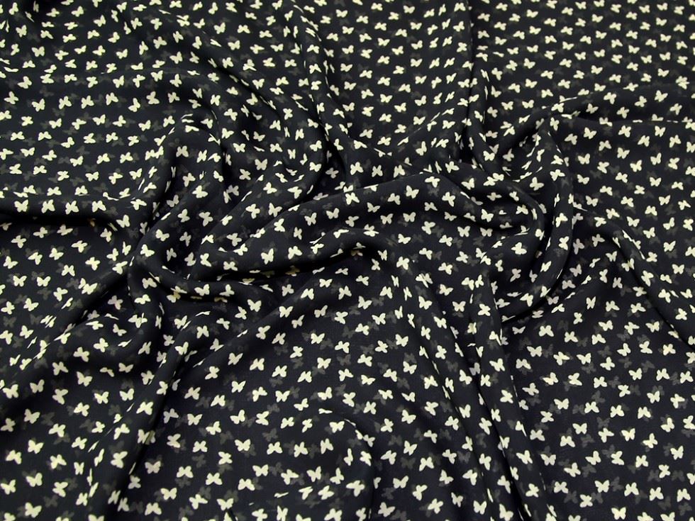 Black Deadstock Sheer Chiffon Fabric