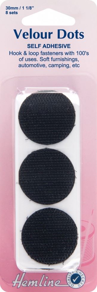 Hemline Black Stick On Velcro Coins