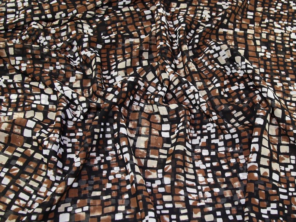 Brown Deadstock Crinkle Sheer Chiffon Fabric