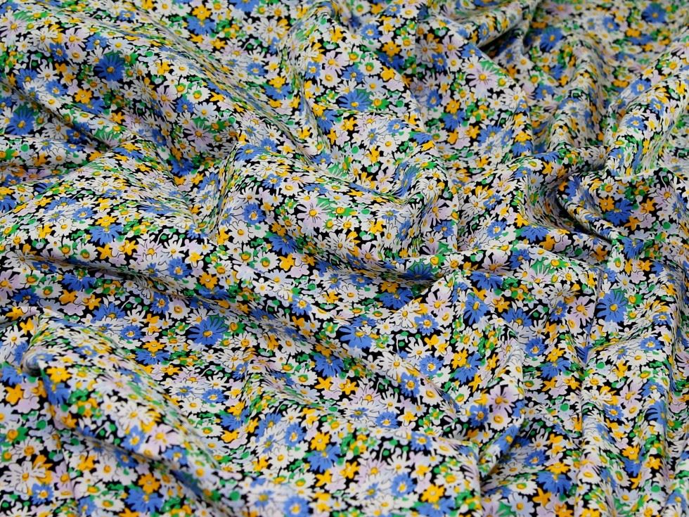 Deadstock 100% Cotton Poplin Fabric Blue & Green
 