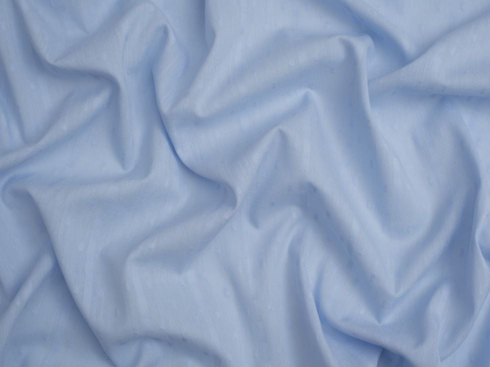 Stripe Tufted Cotton Swiss Dot Fabric Blue