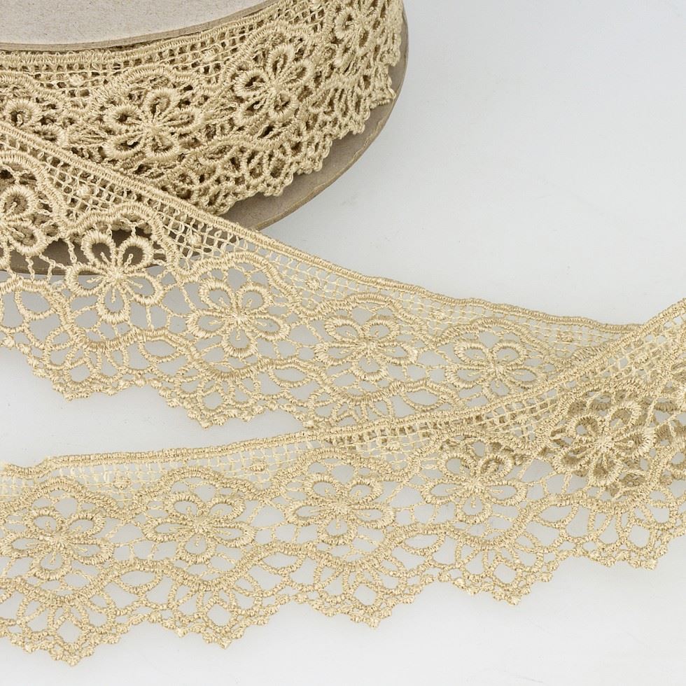 Stephanoise Guipure Lace Trim Sand
 