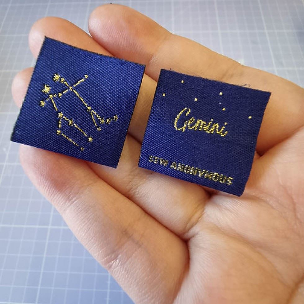 Sew Anonymous Star Sign Metallic Woven Labels Gemini
 
