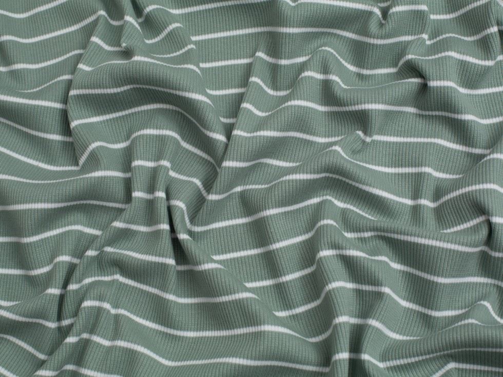 Yarn Dyed Heavy Cotton Rib Stretch Knit Fabric Dusky Green