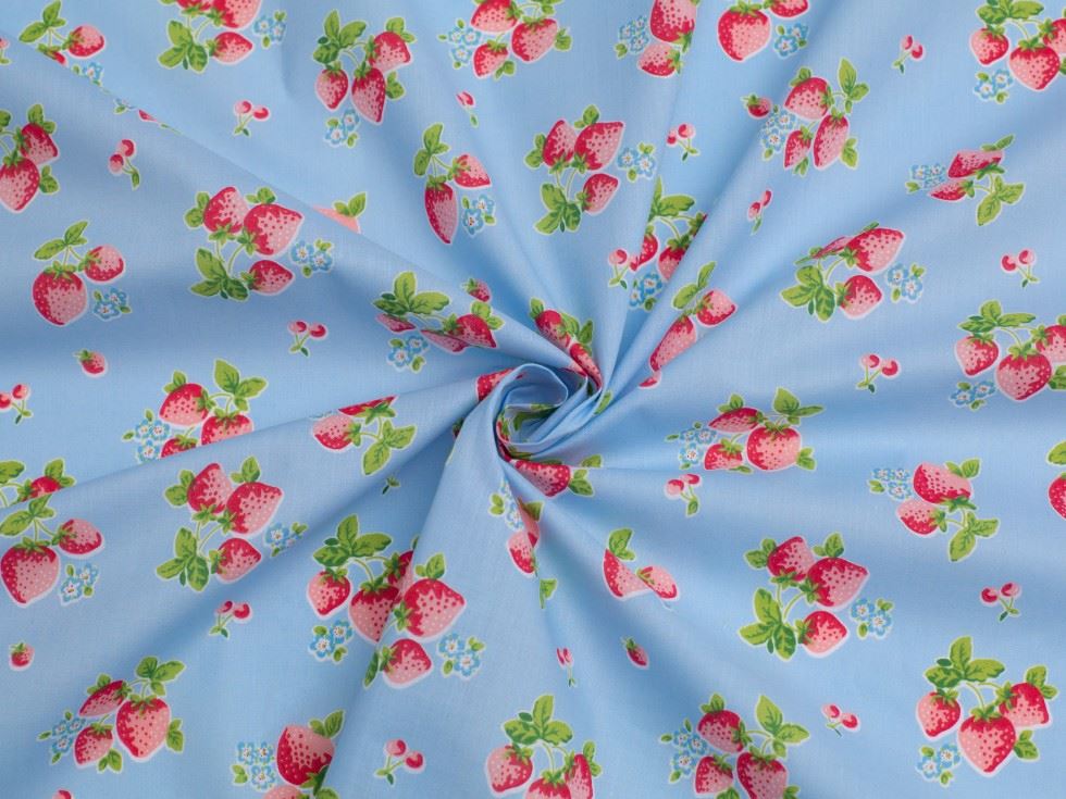 Printed Polycotton Fabric Light Blue
 