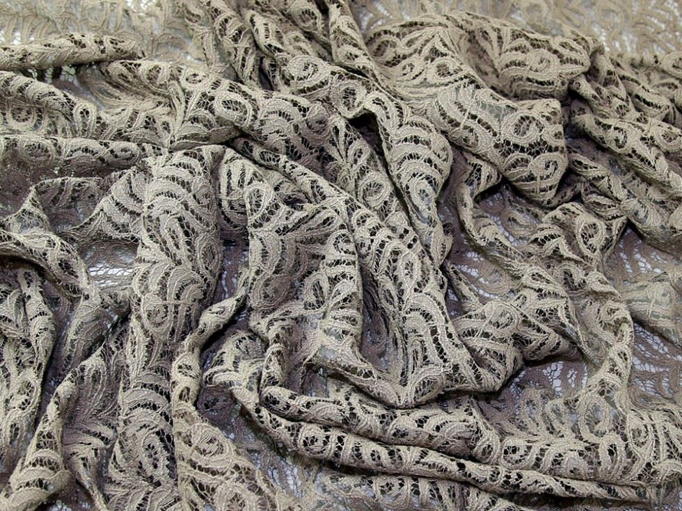 John Louden Corded Cotton Lace Fabric Taupe