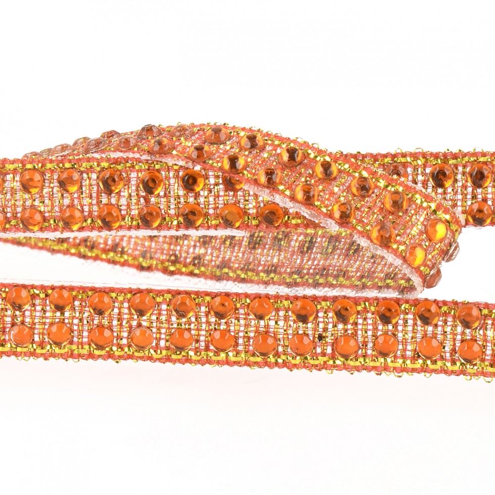 Stephanoise Iron On Rhinestone Trim Orange
 