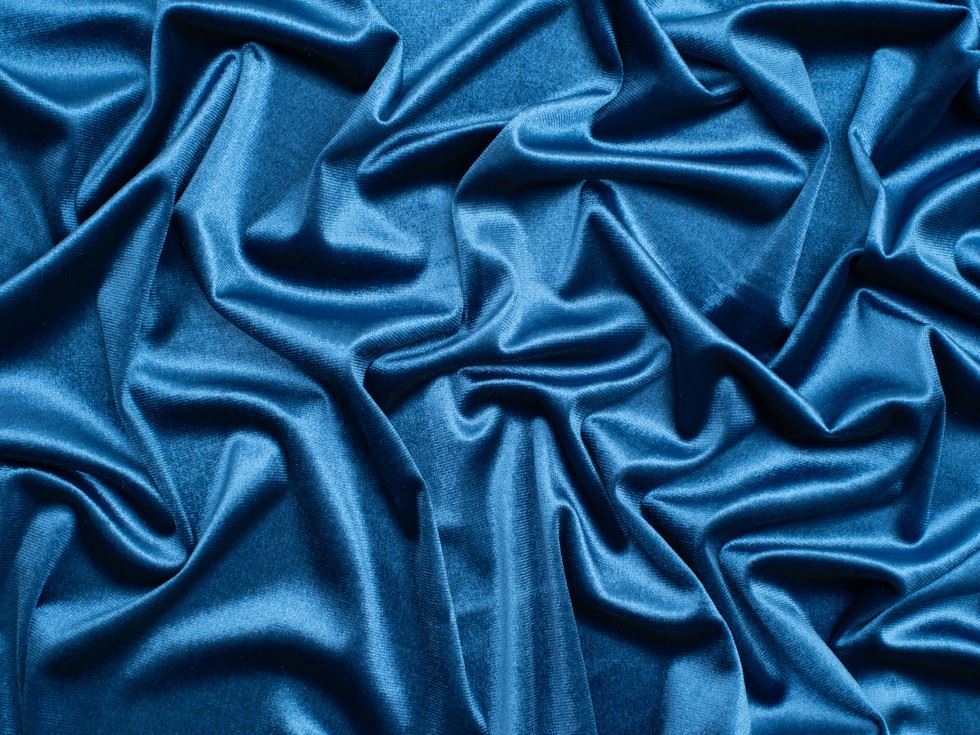 Glossy Panne Velvet Stretch Knit Fabric Marine Blue
 