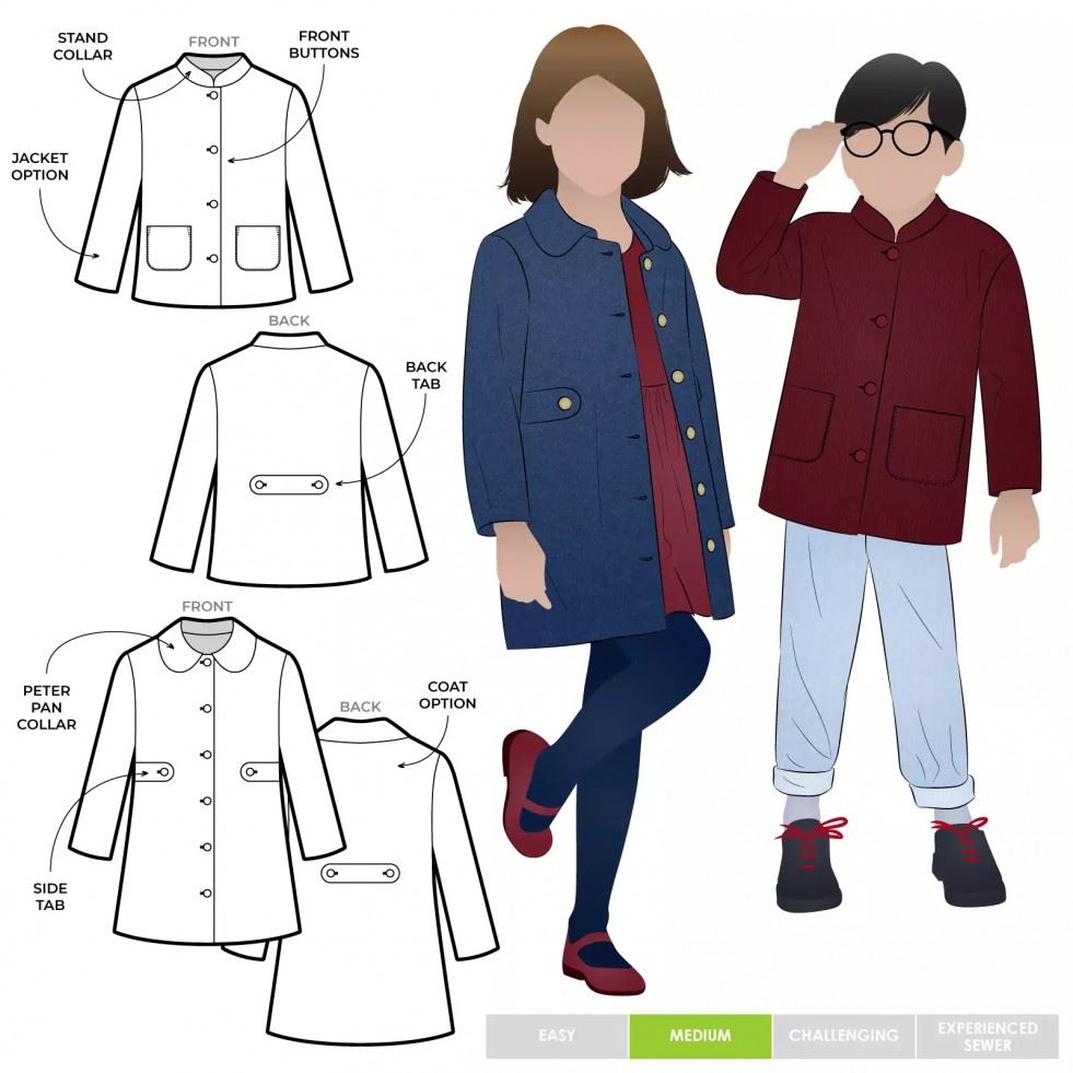 Style Arc Paper Sewing Pattern Kids Florian Jacket & Coat