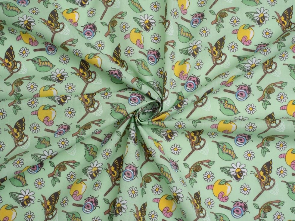 Green Printed Polycotton Fabric