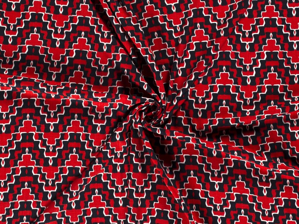 Stretch Woven Linen Look Viscose Fabric Red