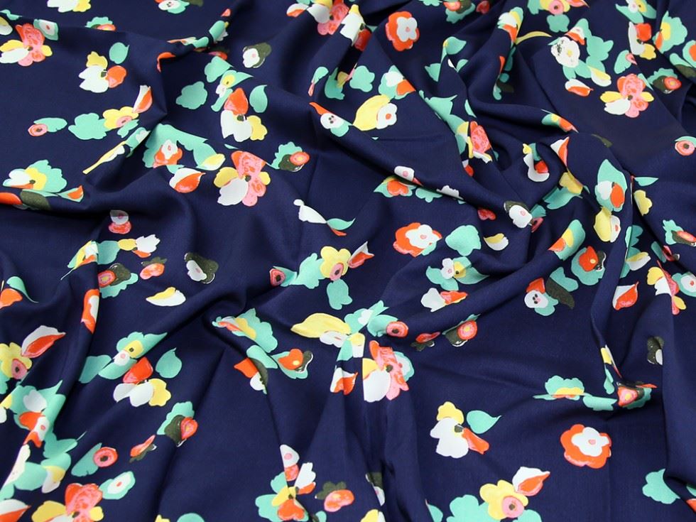 Viscose Challis Fabric Navy Blue
 