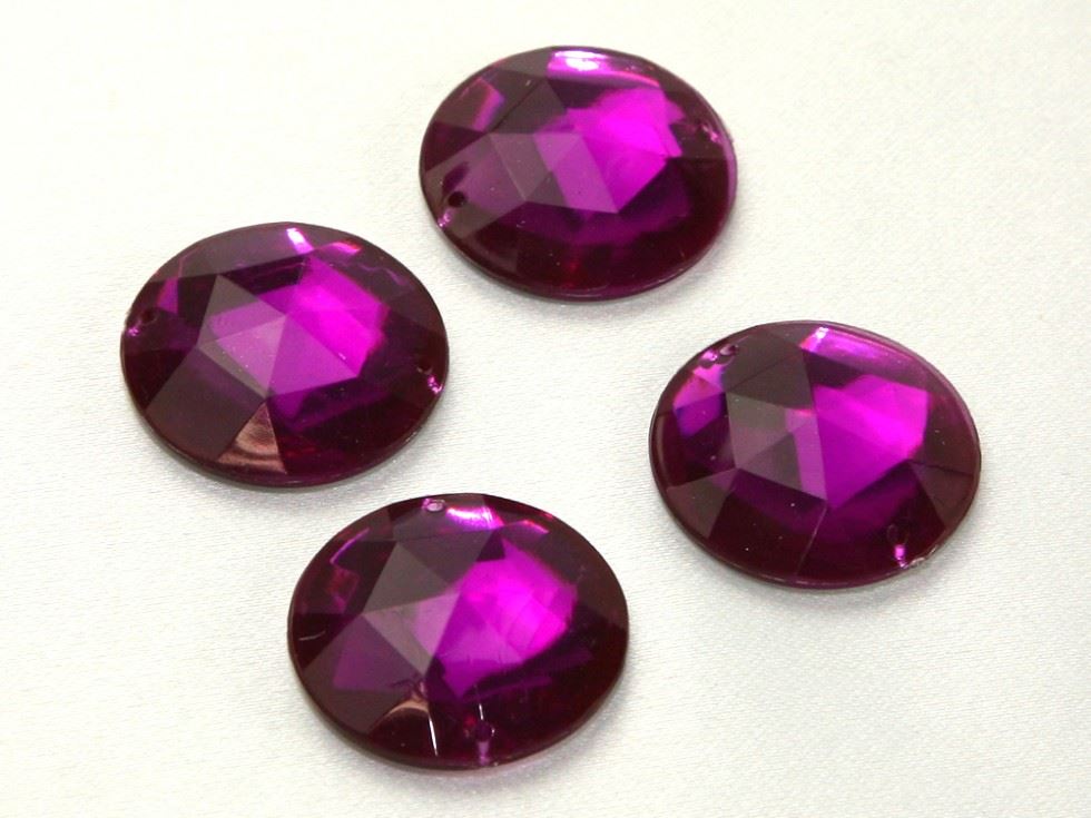 Round Acrylic Jewels Fuchsia Pink
 