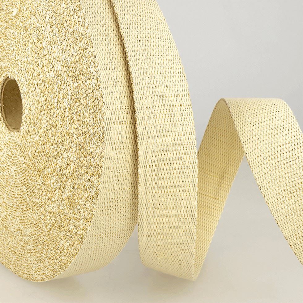 Stephanoise Metallic Sparkle Webbing Tape Cream
 
