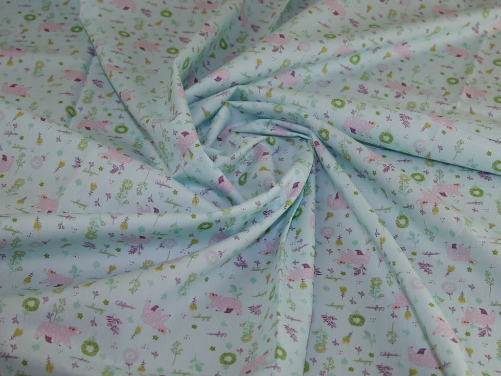 Deadstock 100% Cotton Poplin Fabric Blue & Lilac
 