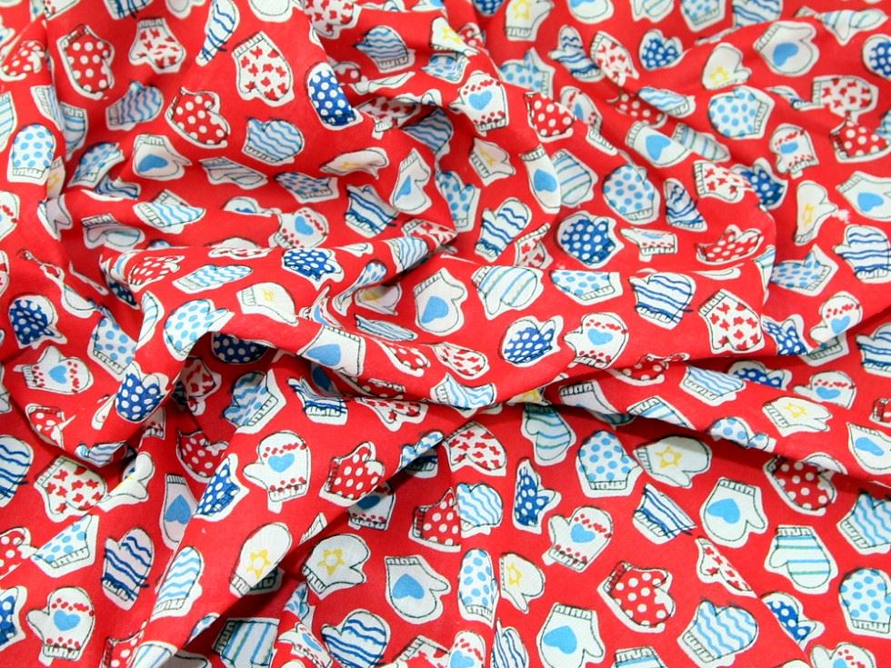 Red Printed Polycotton Fabric
