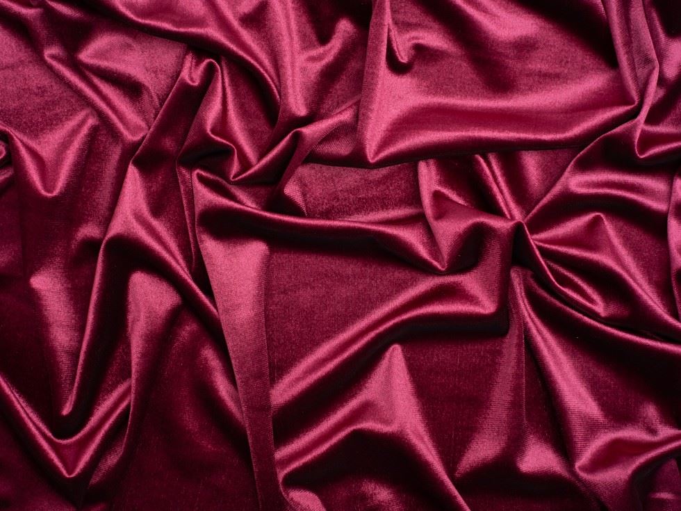 Glossy Panne Velvet Stretch Knit Fabric Wine
 