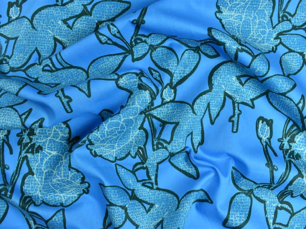 Storrs London Egyptian Cotton Lawn Fabric Blue