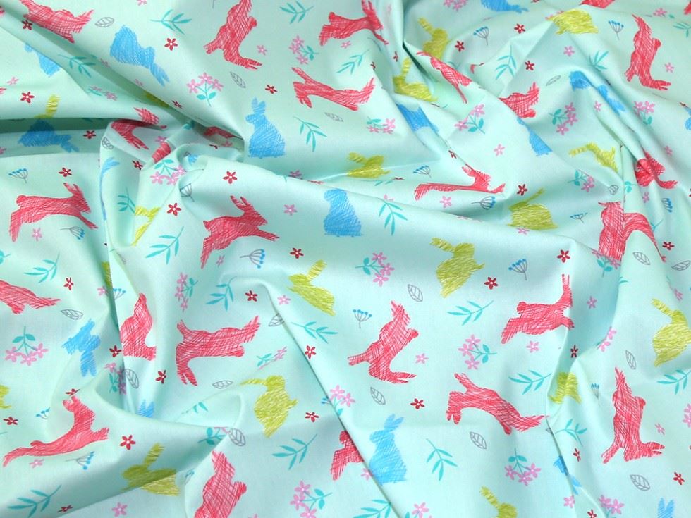 Rose and Hubble 100% Cotton Poplin Fabric Mint
 