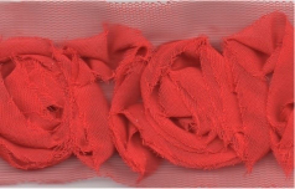 Red Chiffon Flowers Trim