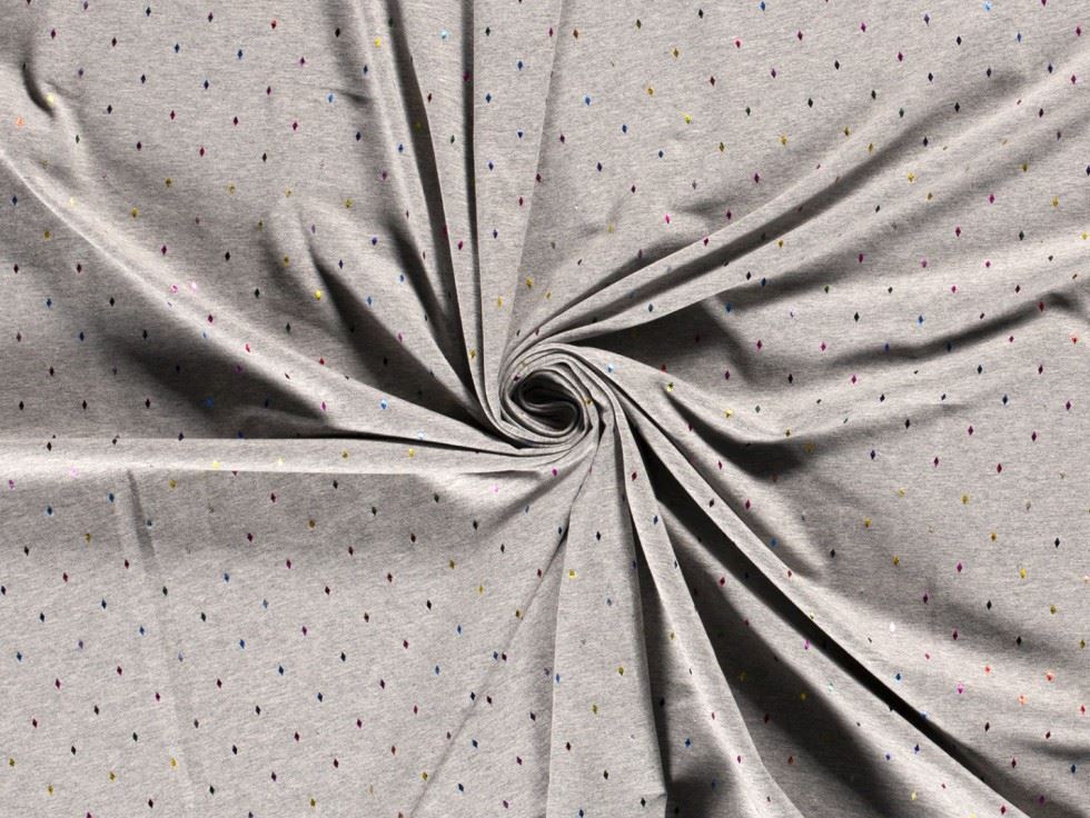 Metallic Cotton Jersey Stretch Knit Fabric Light Grey
 