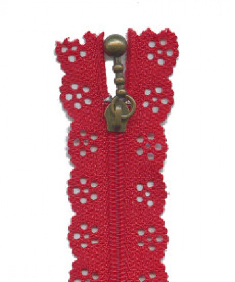 Flower Lace Dress Zips Red