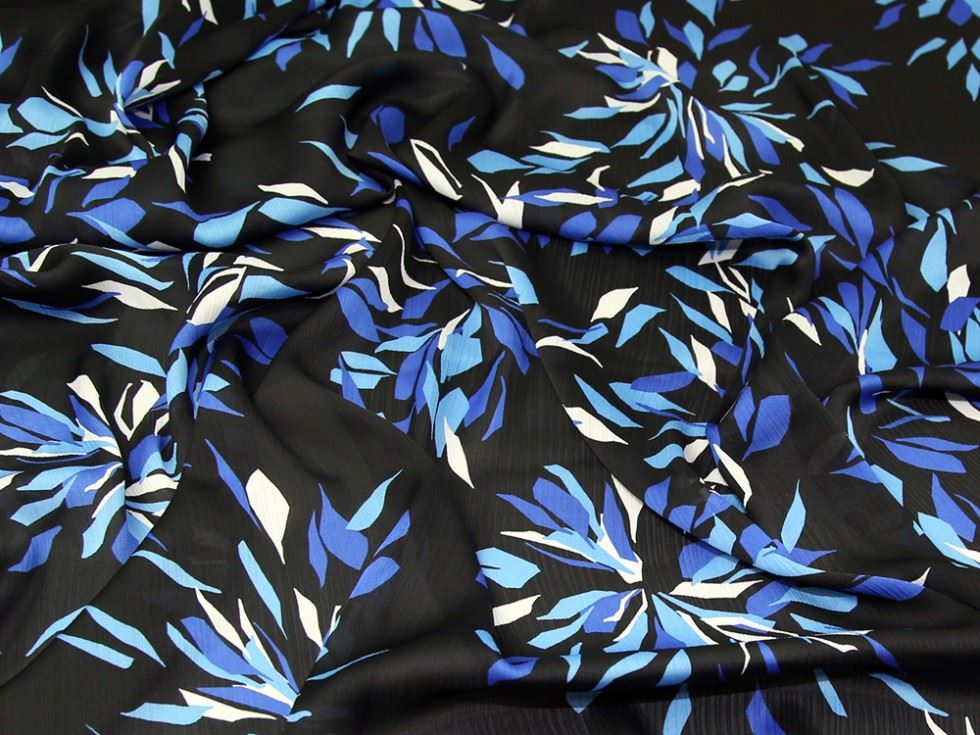 Blue Deadstock Crinkle Satin Fabric