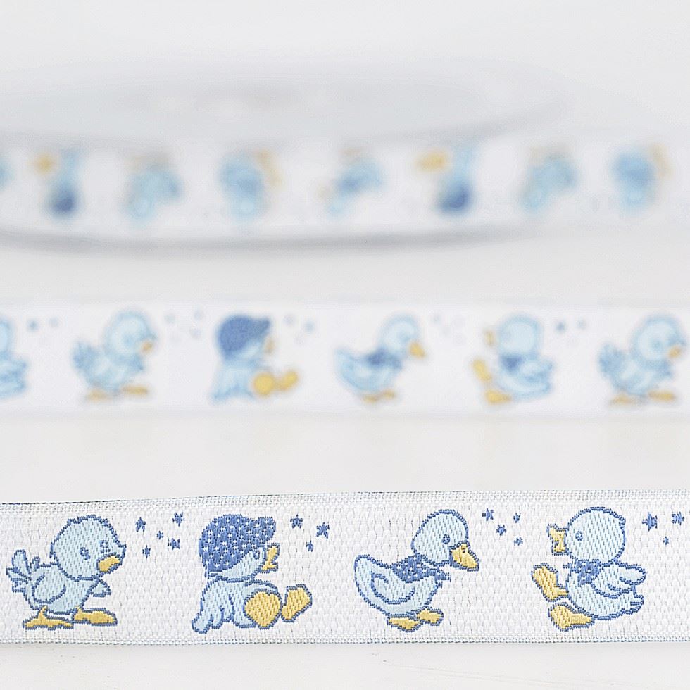 Stephanoise Ducks Jacquard Ribbon Light Blue
 