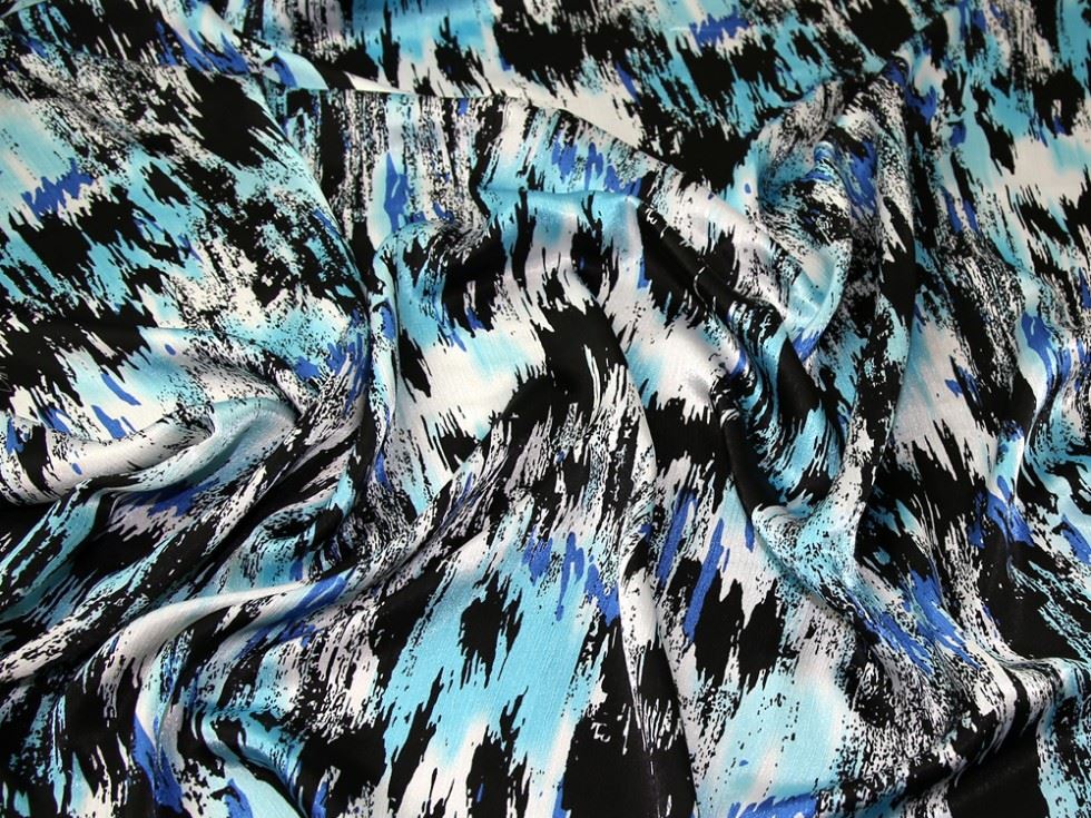 Turquoise Deadstock Crinkle Satin Fabric
