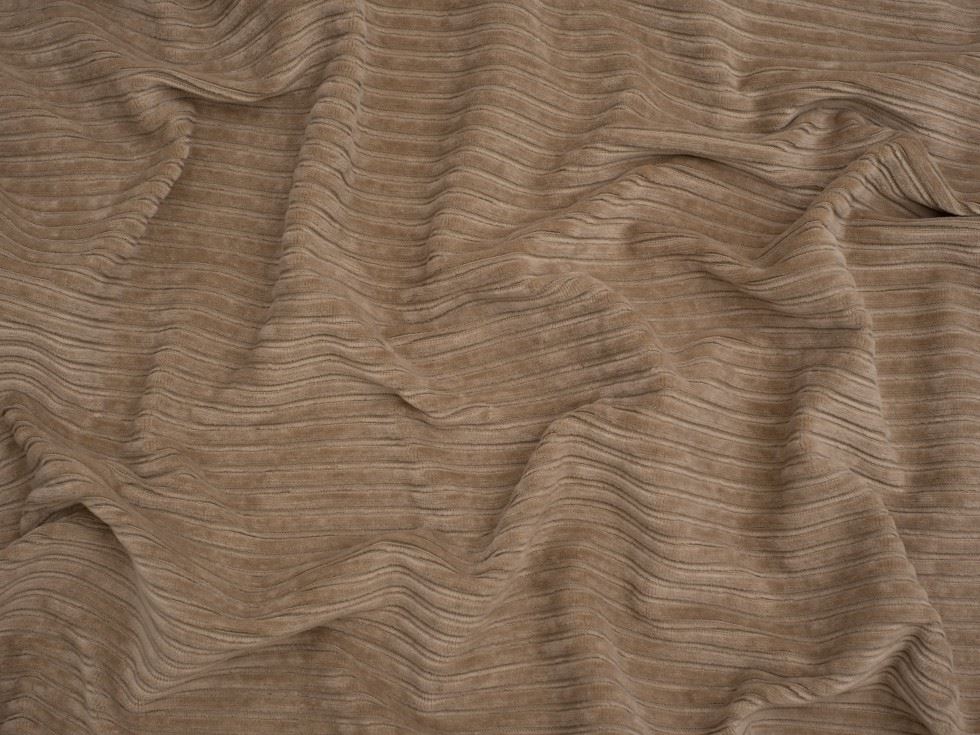 Minerva Core Range Beige 5 Wale Velour Rib Stretch Knit Cord Fabric
