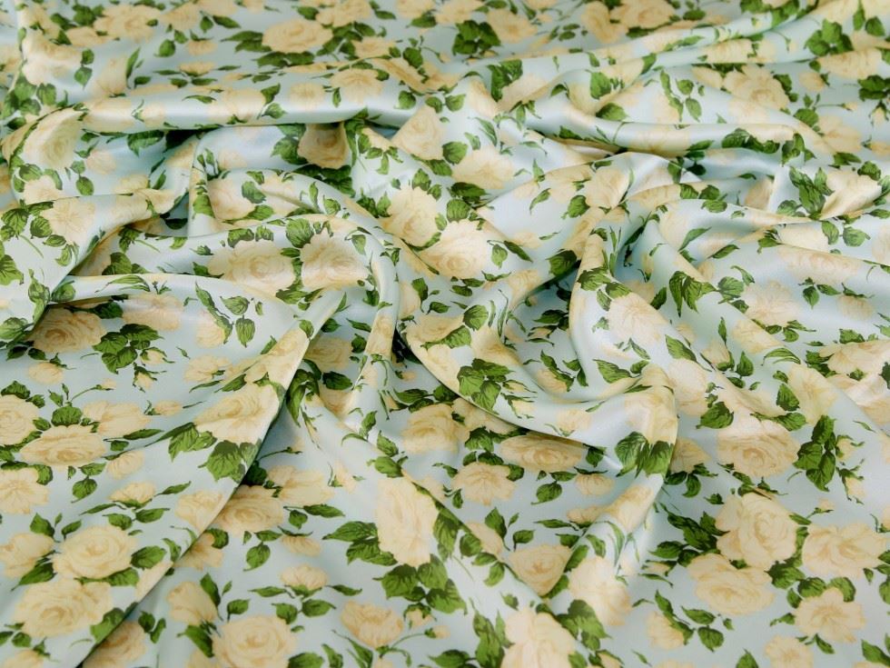 Liberty London Lemon Carline Rose Belgravia Silk Satin Fabric