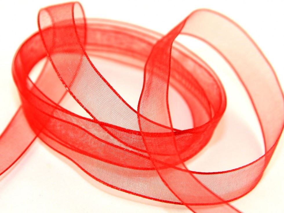 Berisfords 15 Red Wired Sheer Organza Ribbon